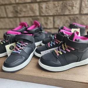 Toddler Size 12 Sneakers with Rainbow Laces and Pink Interior