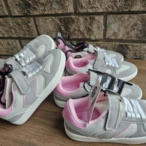 Girls Size 1 Silver and Pink Glitter Sneakers
