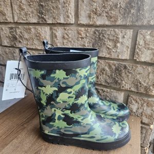 Green Camo Boys Size 1 Dinosaur Rain Boots