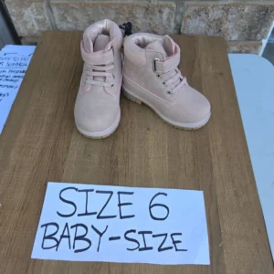Pink Baby-Size Boots with Velcro Straps Size 6