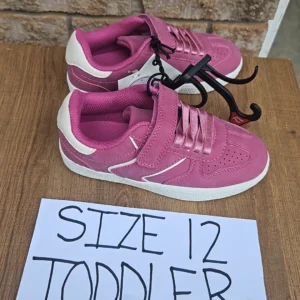 Pink Girls Toddler Size 12 Velcro Sneakers with White Accents