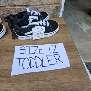 Black Canvas Sneakers with White Laces Size 12 Toddler