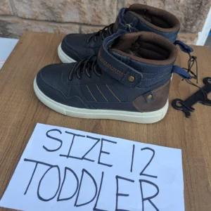 Blue and Brown Toddler High-Top Sneakers