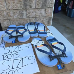 Blue Boys' Flip-Flops with Striped Sole