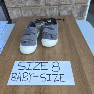 Grey Corduroy Toddler Sneakers with Velcro Straps