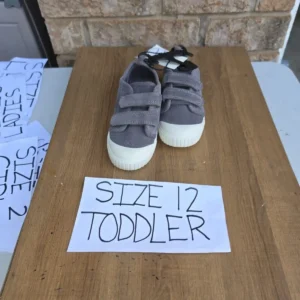Grey Corduroy Toddler Sneakers with Velcro Straps