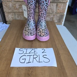 Pink Leopard Print Rain Boots Size 2