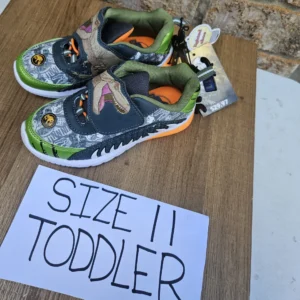 Green and Orange Dinosaur Sneakers Light up Size Toddler 11
