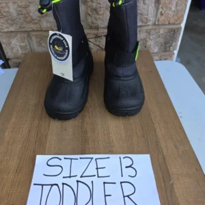 Black Toddler Boots with Neon Green Drawstrings