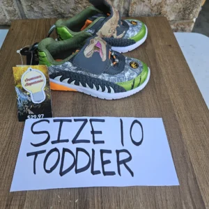 Green and Orange Dinosaur Light up Toddler Sneakers Size 10