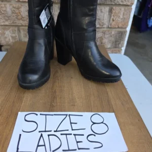 Black Heeled Ankle Boots with Side Zippers
