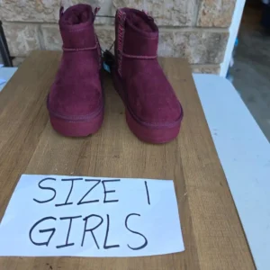 Girls Size 1 Boots with Faux Fur Lining